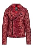 Queen Kerosin Damen Biker Jacke Biker Style Slim Fit Leo Leoparden Optik Rebel Woman Rockabella 50S Rockabilly Vintage Rock 'N' Roll Retro Style Motor Queen Service