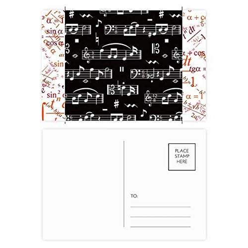 Jeu de cartes postales Merci avec formule noir musique et notes blanches de 5,7 x 3,8 pouces