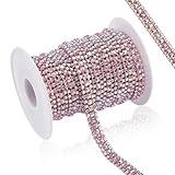 OLYCRAFT 4.6 m Lange 3 Reihige Hellrosa Strasskette 8mm Breit Zirkon Strass Bastelkette Dekorationsketten Kristall Strass Besatzketten Für Schmuckherstellung Näharbeiten