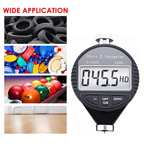 Image of Rubber Hardness Tester Digital Shore Type D Durometer Hardness Tester 0~100HD Shore D Tire Hardness Tester Meter with LCD Display for Ultra-Hard Rubber,Thermal Plastic,Tire,Resin, Fiber,Glass