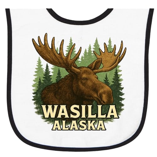 inktastic Wasilla Alaska Moose Nature Scene Wilderness Baby Terry Cloth Bib