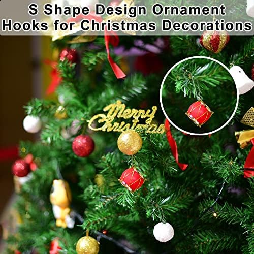 CODOMOR Bauble Hooks 200 Pcs Christmas Ornament Hooks Mini Christmas Tree Hangers Green S-Shaped Hanging Hook for Christmas Tree Decorations Christmas Stocking Balls