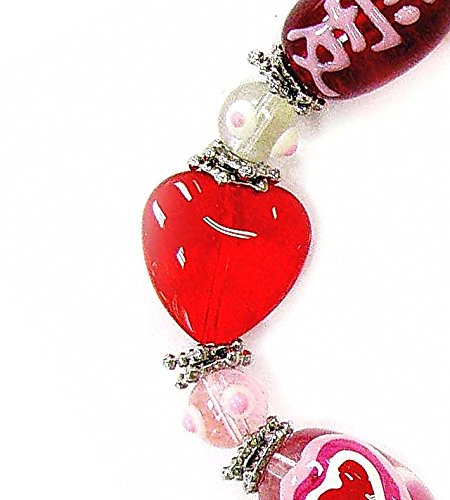 Linpeng womens Beads Stretch Bracelet, Red/Pink, 7 5 inch US - Image 6