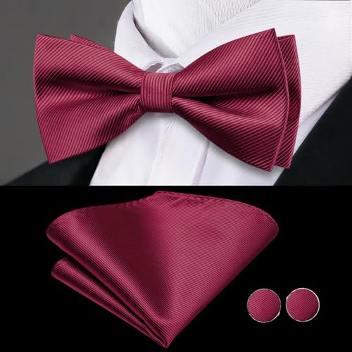 Image of Dubulle Mens Cummerbund and Bow Tie Set Paisley Floral Pretied Bowties for Men Pocket Square Cufflinks Wedding Business