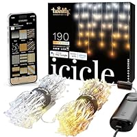 Twinkly Icicle - Catena luminosa sospesa con 190 AWW (ambra, bianco caldo, bianco freddo), luci...