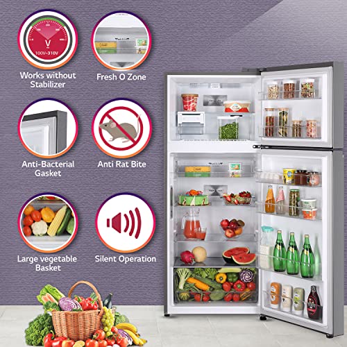 Image of LG 380 L 3 Star Frost-Free Smart Inverter Wi-Fi Double Door Refrigerator Appliance (GL-T412VPZX, Shiny Steel, Convertible & Door Cooling+, Gross Volume- 408 L)