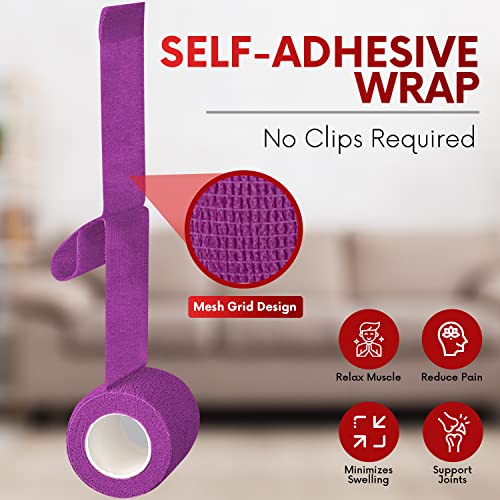 HEALQU Self Adhesive Bandage Wrap – 12 Rolls 2in x 5yd Cohesive Tape for Athletic and Sports - Self Adherent Medical Tape, Flexible, Elastic Bandages Multicolor for Wrist & Ankle Vet Wrap for Dogs - Thumbnail 4