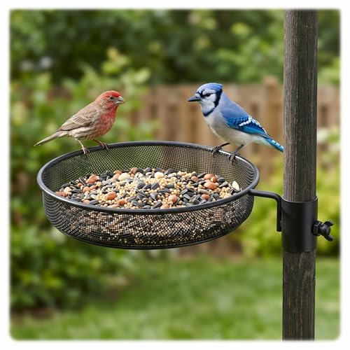 Mangeoire oiseaux balcon facile à installer sans perçage avec plateau maille