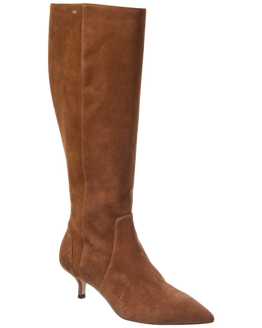 Stuart Weitzman Mara 50 Zip Suede Knee-High Boot 6 Brown