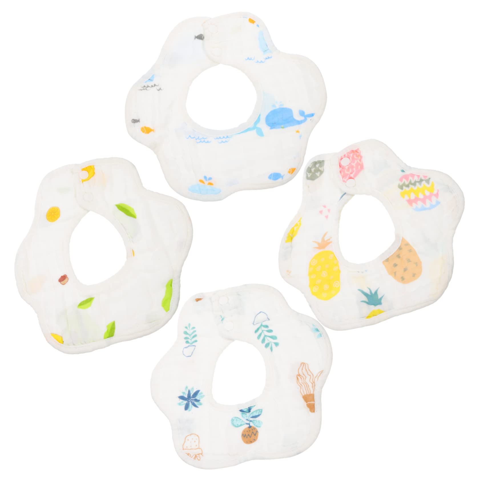 Abaodam Lot De 3 Bavoirs En Coton Pour Bébé Absorbants Et Robustes Rotatifs Pour Nouveau-nés Et Tout-petits 4 Pièces X 3