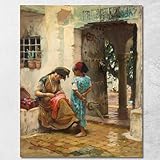 La clase de costura Frederick Arthur Bridgman, fab63 - Cuadro impreso sobre lienzo, 40 x 32 cm