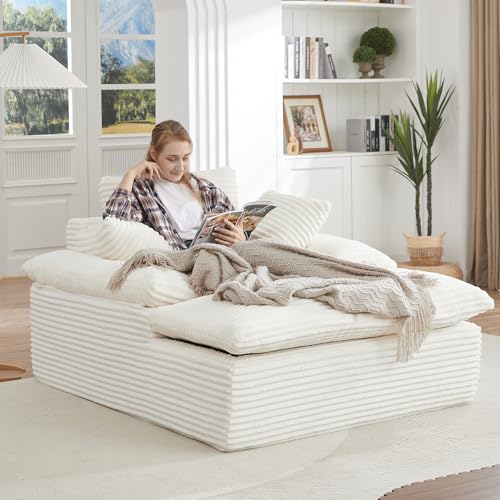 Oversized Chaise Lounge Chair Indoor, 50" Corduroy Upholstered Mo...