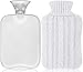 Attmu Classic Rubber Transparent Hot Water Bottle with Knit Cover - 2 Fl Oz, White