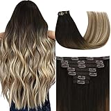 【Clip in Extensions Balayage Spezifikationen】 12 Zoll, 7 Stück, 70 g; 14-22 Zoll, 7 Stück, 120 g, 16 Clips pro Set. (14-22 Zoll) Das Nettogewicht ohne Clip beträgt 105 g, mit Clips 120 g. Der Clip ist fest genug, um sich Ihrem Haar anzupassen. Nur um das Haar zu verdicken, werden 1-2 Sätze empfohlen; Wenn Sie Länge und Volumen hinzufügen möchten, empfehlen wir 2-3 Sätze.