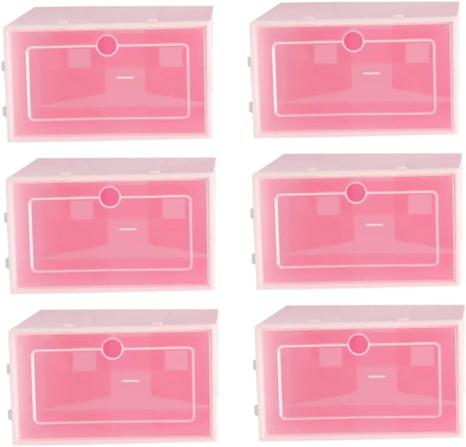 6pcs Plastic Stackable Shoe Boxes for Organizing Thicken Storage Containers Entryway Shoe Rack Closet Organizer Easy Access Folding Storage Bin