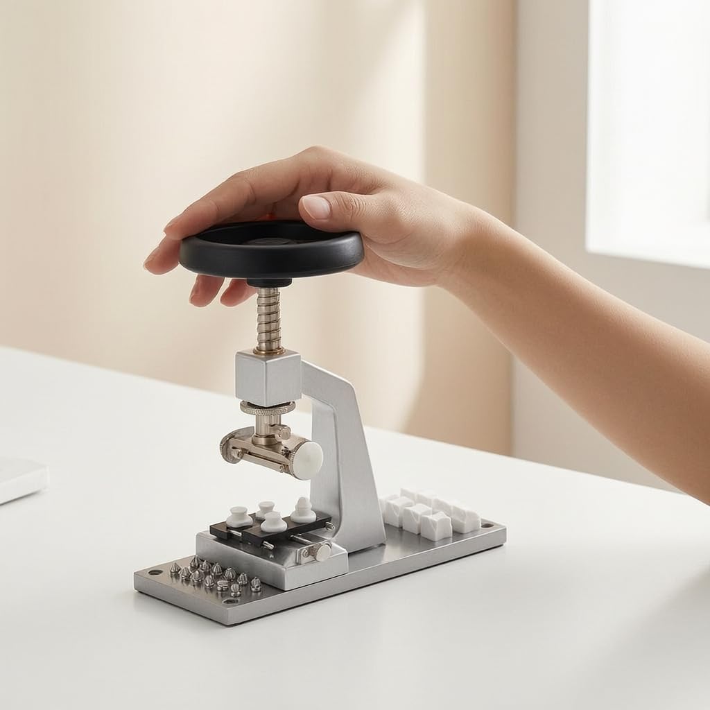Milageto Abridor de Trasera de Reloj Herramienta Abrir Caja Extractor Destapador de Relojería Ajustable con 12 de Acero Soporte Vertical de con Ranuras