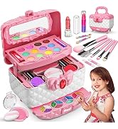 Kids Makeup Kit for Girl, Washable Pretend Dress Up Beauty Set Real Cosmetic Case for Little Girl...