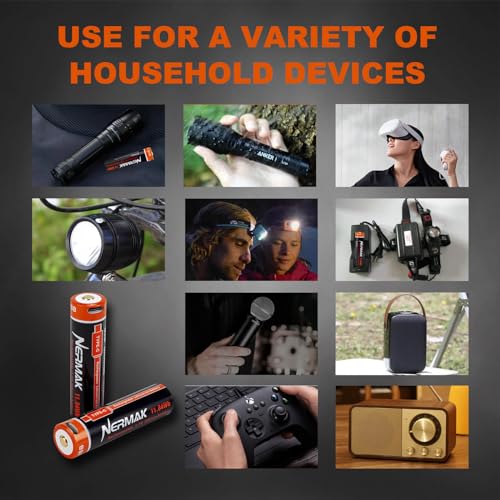 image for NERMAK 3.7V 3200mAh USB Rechargeable Lithium lon Battery for Flashligh