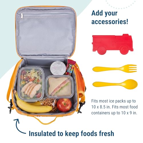 Image of Wildkin Kids ECO rPET Insulated Lunch Box - Keeps Food Hot or Cold, Easy-Clean Lining, Mesh Pockets & BPA-Free - Boys & Girls, Ideal for School, Travel & Daycare - Under Construction