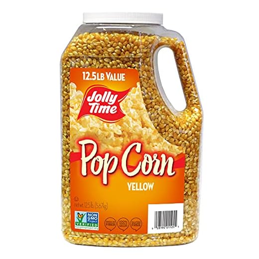 Jolly Time Unpopped Popcorn Kernels, Gourmet Popping Corn for Air Popper Machine or Stovetop, Non-GMO (Yellow Pop Corn, 12.5 Pound (Pack of 1))