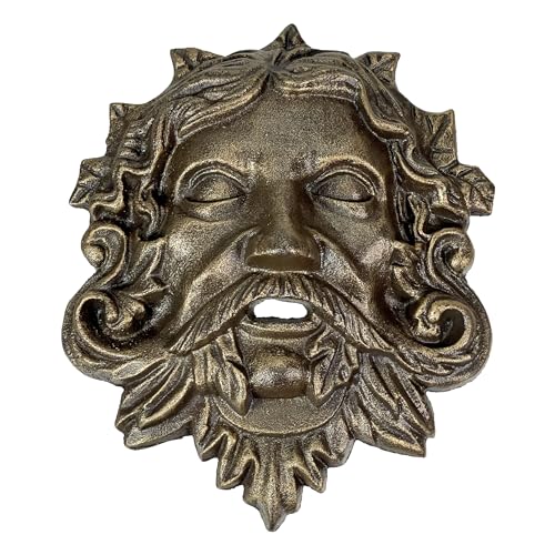 Zeckos Cast Iron Celtic Green Man Wall Décor Art Hanging - Bronze Finish - Symbol of Nature's Rebirth and Growth - Indoor/Outdoor Garden Sculpture - 9.75' Tall - Easy to Hang Wall Home Decor