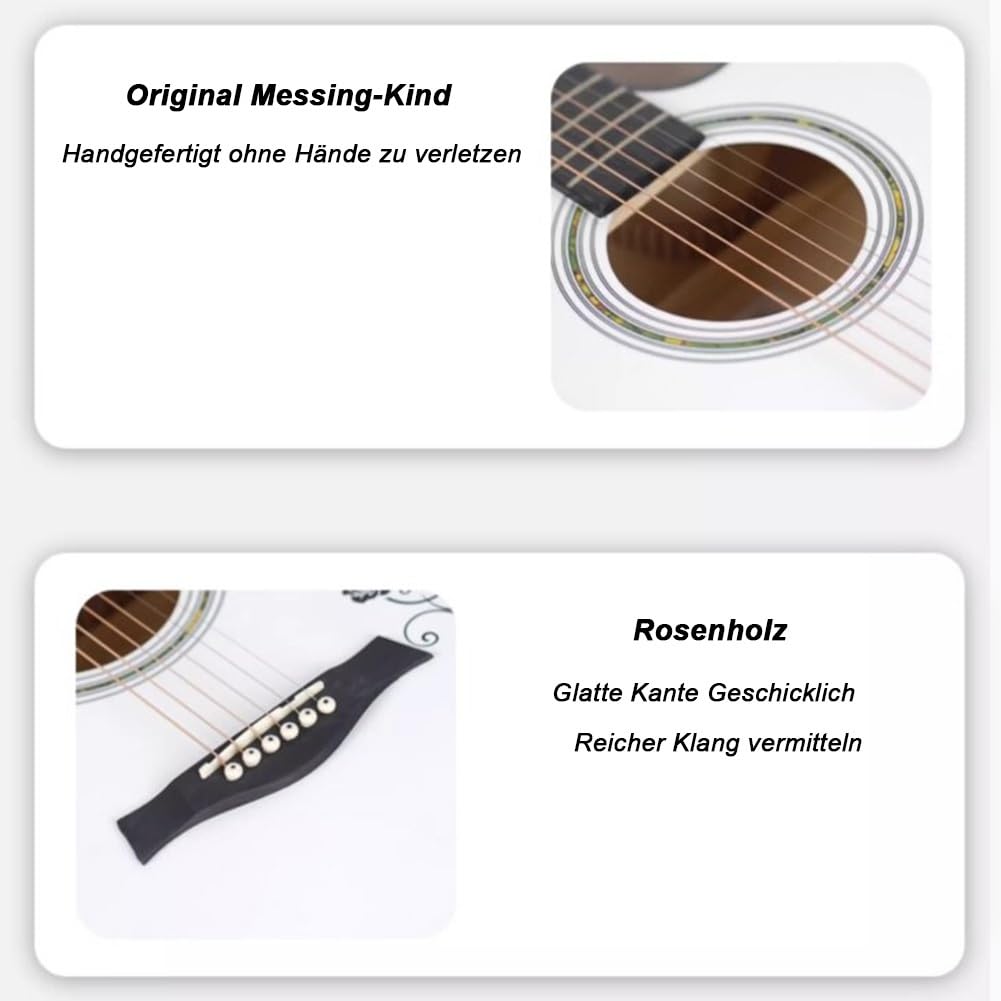 Chitarra acustica per principianti, kit di base con custodia, corde, tracolla, accordatore e plettri, per giovani e professionisti