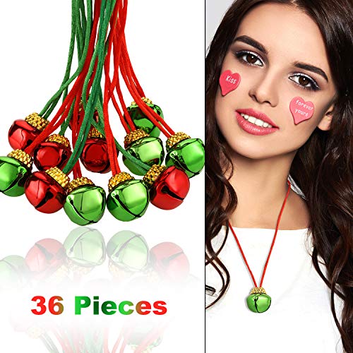 36 Pieces Christmas Bell Necklaces Christmas Holiday Necklaces for Christmas Supplies （ Red, Green - //coolthings.us