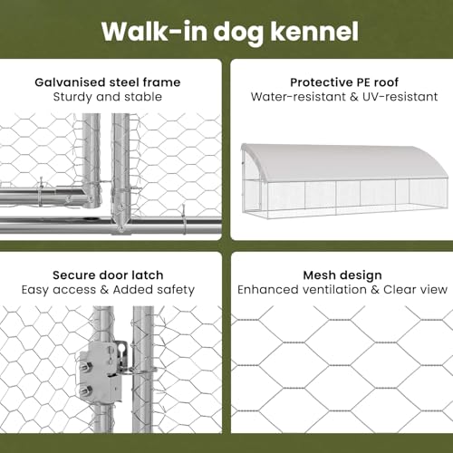vidaXL Hundekäfig 3 pcs Silber 6 x 2 x 2 m Verzinkter Stahl, Moderne Hundehütte, Regenfeste Hundehütte, Robustes Haustierhaus, Wetterfeste Unterkunft, Sicherer Außenbereich, Stylishe Unterbringung
