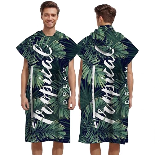 LOMTRATS Poncho de Surf à Séchage Rapide, Serviette à Changer, Robe à Capuche pour Adultes Hommes Femmes, Microfibre Natation Plage Surf Plongée Maison...