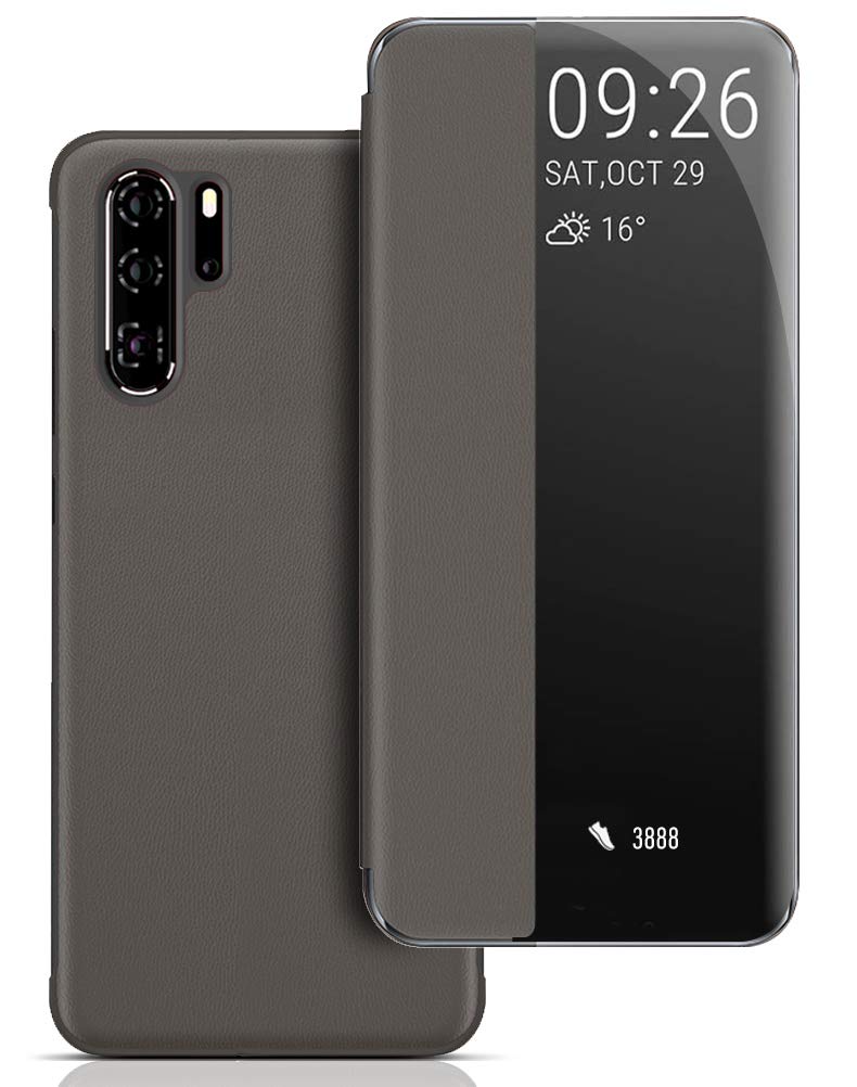 Case for P30 Pro, Smart View Window P30 Pro Flip Case Auto wake/sleep Protective Cover for P30 Pro - Dark Grey