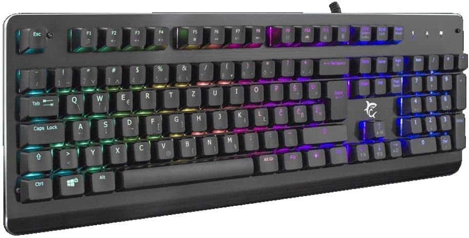 Vinklet view of the White Shark GK-2102 LEGIONNAIRE-X RGB USB Keyboard