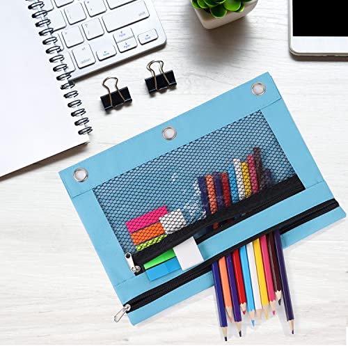Pencil Pouches, Zipper Binder Pencil Pouch Pen Case With 3 Holes, 3 Ring Zippered Pocket Pencil Pouch For School Office #TOP3