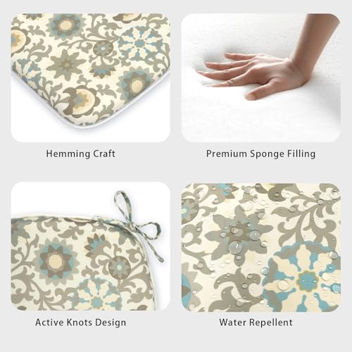 LVTXIII Outdoor Chair Cushions Set of 2, Patio Seat Cushions D16xW17 with Ties, Water Repellent Chair Pads for Patio Furniture Garden Use, Floral Symphony‌ by LVTXIII - Used condition - Image 3