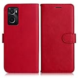 DENDICO Cover per Oppo A96 4G / Oppo A76 4G / Oppo A36 4G / Realme 9i, Premium Portafoglio PU Custodia in PU Pelle, Flip Libro TPU Bumper Caso per Oppo A96 4G / Realme 9i, Rosso
