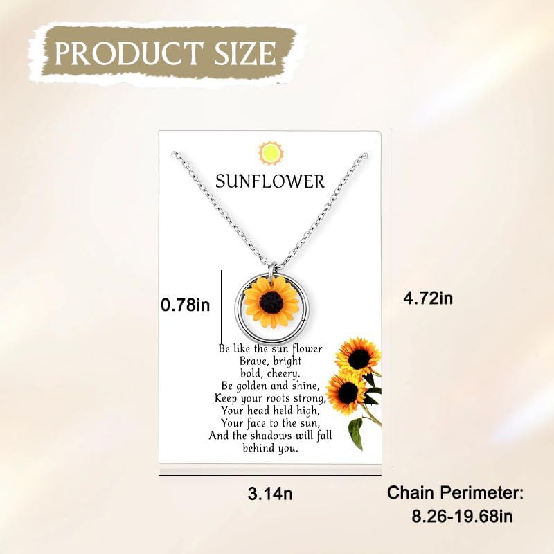 Inspirational Sunflower Necklace Gifts for Women Birthday Christmas Gifts for Women Friends Mom Daughter Granddaughter Niece Gift for Sunflower Lovers - Image 7