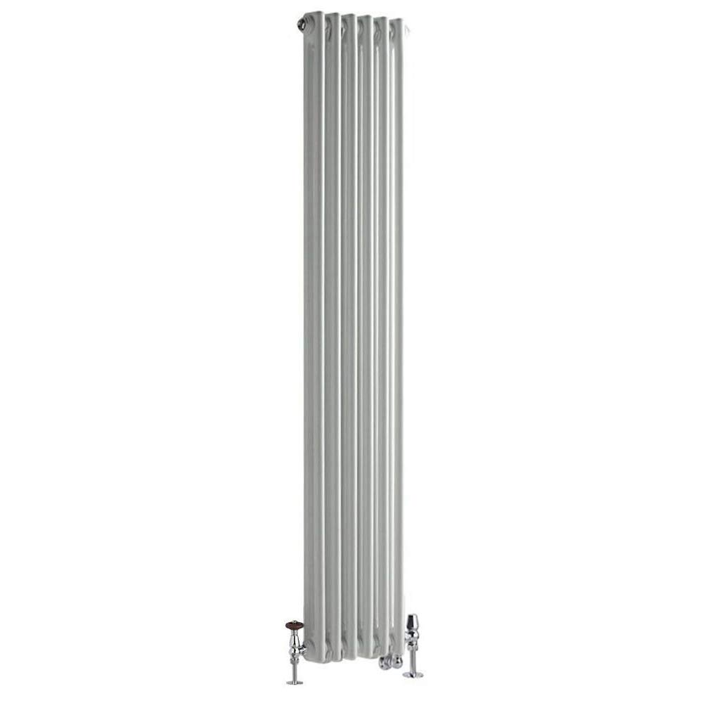 Milano Brass Windsor White Cast Iron Style 2 Column Dual Fuel Radiator - 1500Mm X 290Mm