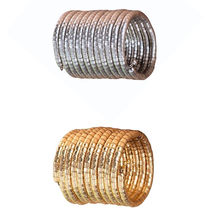 2pc Combo Sprial Indian Hnadmade Ethnic Silver Gold Oxidized Kada Bracelet Bangles Jewelry