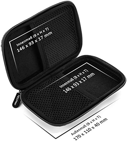 deleyCON Borsa del Disco Rigido Custodia HDD - Per Dischi Rigidi da 2,5" Pollici e SSD - Robusto e Antiurto - 2 Scomparti Interni con Tasche a Rete - Nero