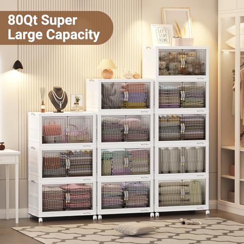 Image of BROVIEW 400Qt Stackable Storage Bins with Lid for Home Dorm, 5Pack White