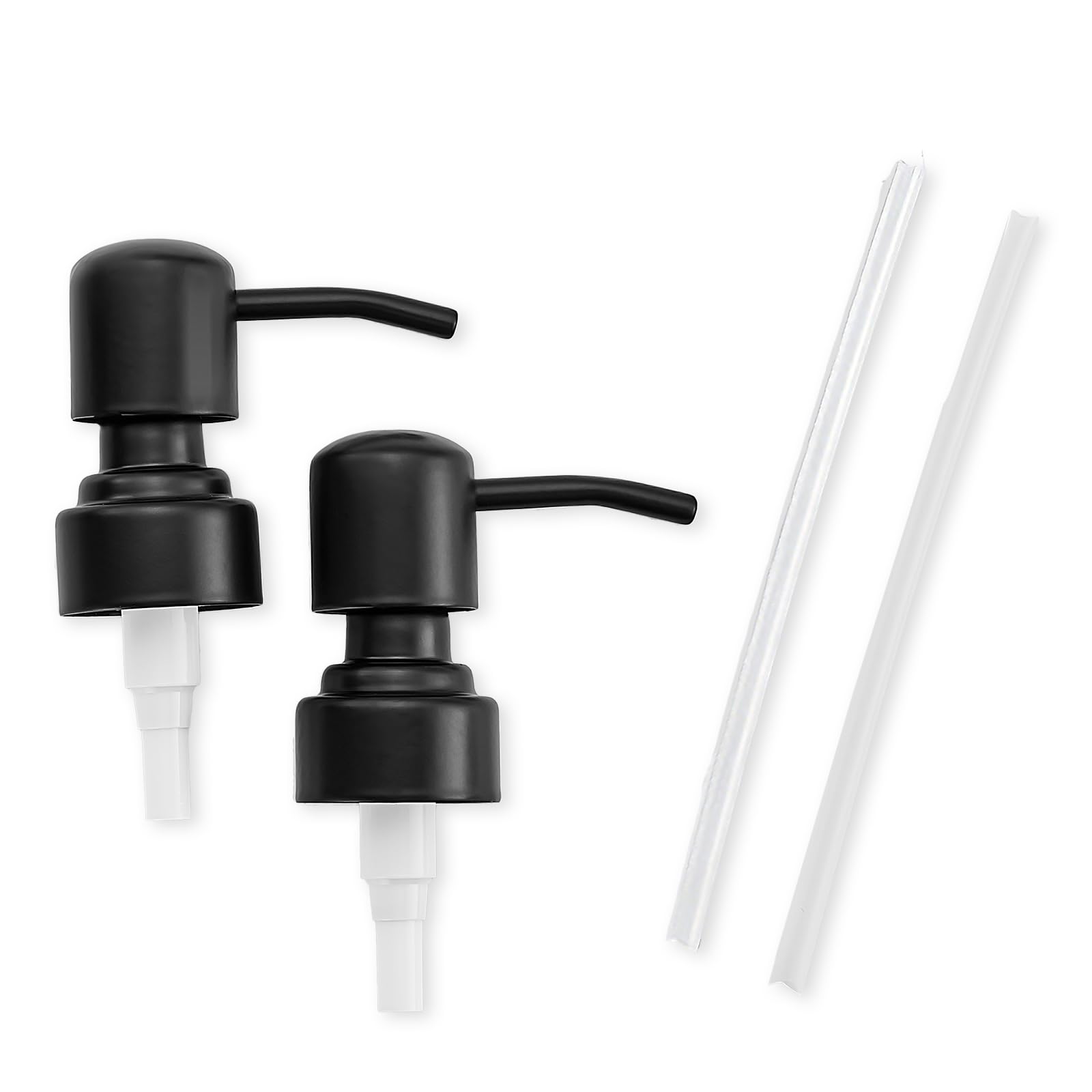 Pollock 2pcs Pump Dispenser Stainless Steel, Replacement for Standard Neck Size - 26-28 mm Thread Fits Most Hand Soap Dispenser (Black)