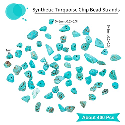 SUNNYCLUE 1 Box 400Pcs Turquoise Chip Stone Beads Turquoise Chip Beads Stones Irregular Natural Gemstone with Holes for DIY Craft Earring Bracelets Making Supplies - Image 2