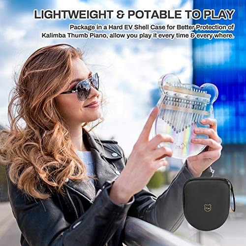 Achort Kalimba 17 toetsen duim piano, transparante acryl vinger piano met tuning hamer studie-instructie, duim piano… - Image 8