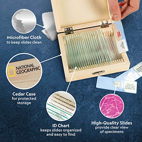 National Geographic Mega Biology Set - Professional Grade Specimens, 25 Prepared Microscope Slides, Detailed Learning Guide And Storage Box #TOP1