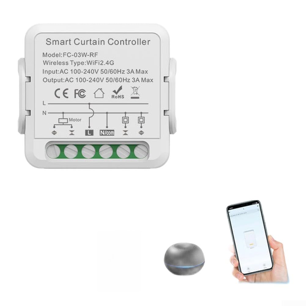RF Curtain Switch Module for Tuya Smart WiFi Compatible with SMART App for Alexa Google Home Voice Control and Remote Automation(wifi+433)