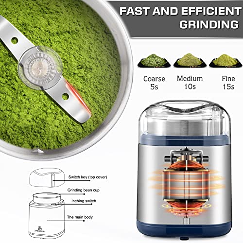 Zhenghai Electric Herb Grinder 200W Spice Grinder Compact Size, Easy On/Off, Fast Grinding For Flower Buds Dry Spices Herbs, With Pollen Catcher And Cleaning Brush (Blue) #TOP2