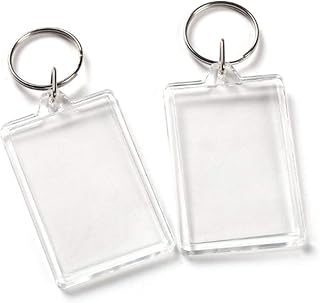 10Pcs Rectangle Clear Acrylic Photo Snap-in Keychain Blank Double Sided Custom Personalised Photo Insert Picture Frame Keychain Keyring Holder(1.1 x 1.7 in)