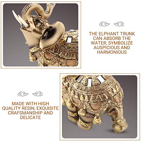 Estatua Elefante Dorado Feng Shui 13.5x6x14 cm miniatura 3