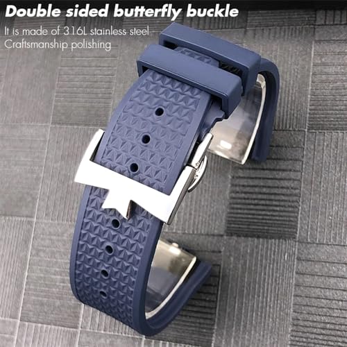 DFAMIN Pulseira de relógio fluororubber tipo convexo de qualidade 24 x 7 mm para Vacheron Constan Ov