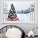 Produktbild 2 Stück Weihnachten Wandaufkleber PVC Abnehmbare 3D Gefälschte Fenster Weihnachtsmann Schlitten Rentier Weihnachtsbaum Abziehbild Wandbild Poster Schaufenster Home Schlafzimmer Dekoration Party Art ,B