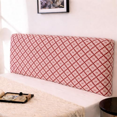 Image of HOMETHREADS 200 GSM Stretchable Jacquard Headboard Cover | Soft, Dust-Proof & Wrinkle-Resistant Bed Back Protector | Fits Leather, Wooden & Fabric Bedsides | for 6ft to 6.5ft Beds | (D Pink, 178x65Cm)